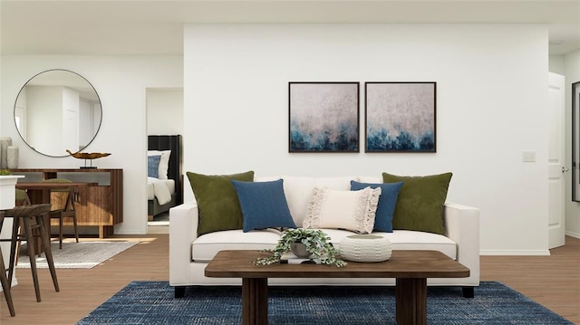 living room with hardwood / wood-style floors