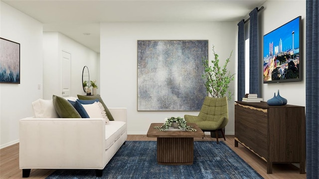 living area featuring dark hardwood / wood-style floors