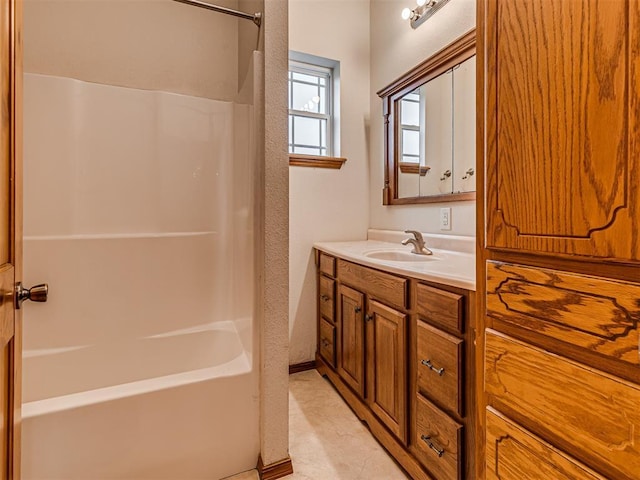 bathroom with vanity and shower / bath combination