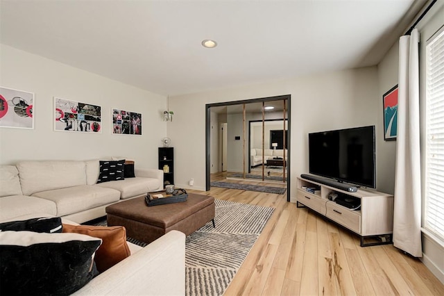 living room featuring light hardwood / wood-style flooring