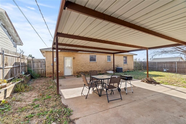 view of patio featuring central AC unit