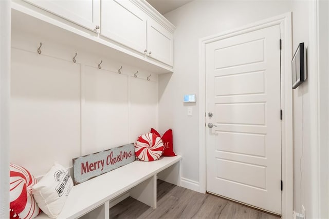 mudroom featuring light hardwood / wood-style flooring