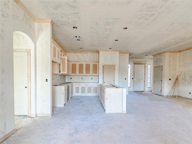 kitchen with light brown cabinets