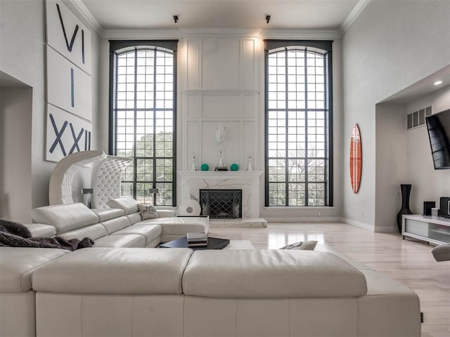 living room featuring light hardwood / wood-style flooring and plenty of natural light