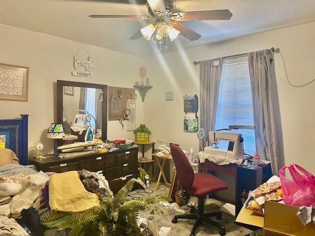 office area featuring ceiling fan and plenty of natural light