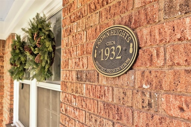 details featuring brick siding