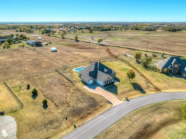 drone / aerial view with a rural view