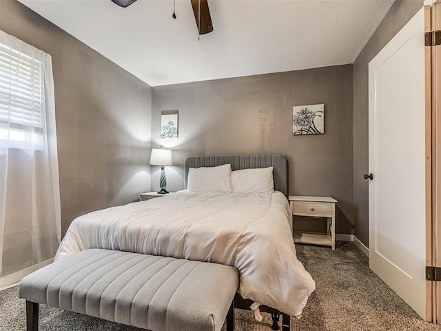 bedroom with carpet and ceiling fan