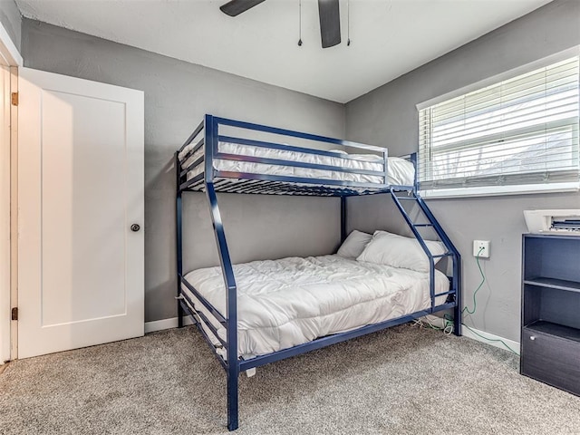 bedroom with carpet flooring and ceiling fan