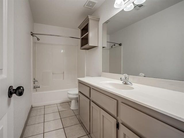 full bathroom featuring tile patterned flooring, vanity, toilet, and shower / washtub combination