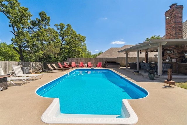 301 Club House Dr, Shawnee, OK 74801 - view of swimming pool with a hot tub, a patio, and a fenced backyard