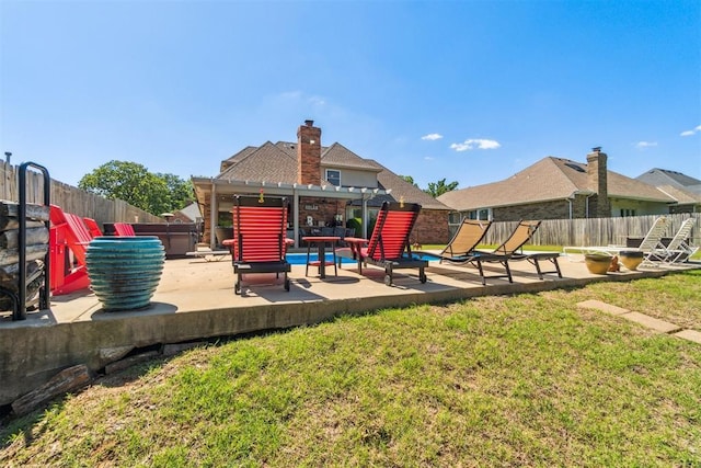 301 Club House Dr, Shawnee, OK 74801 - back of property featuring a patio area and a chimney