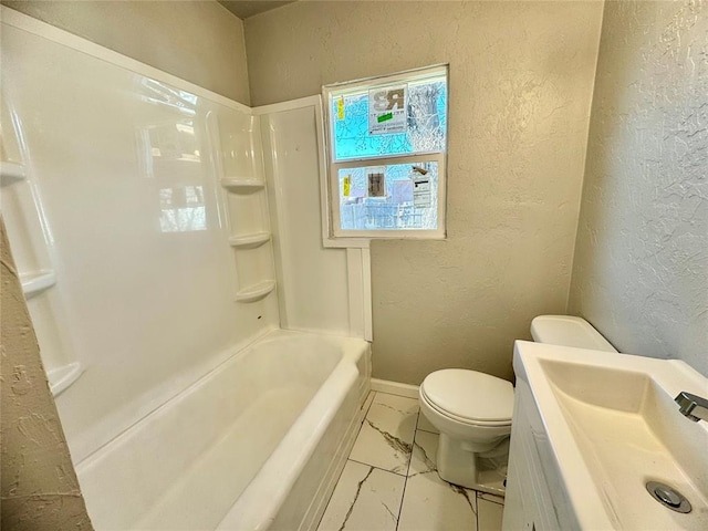 full bathroom with toilet,  shower combination, and sink