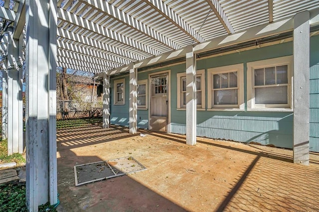 view of patio / terrace featuring a pergola