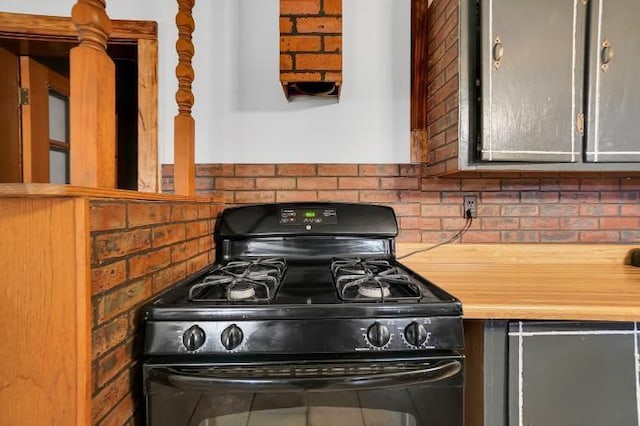 kitchen with black range with gas stovetop