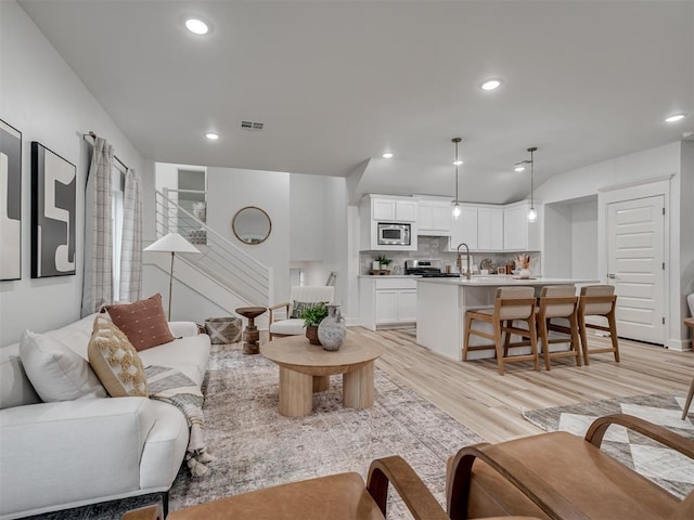 living room featuring light hardwood / wood-style flooring