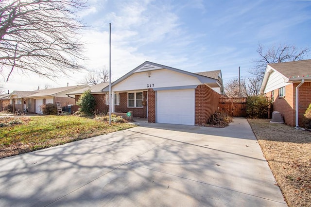 single story home with a garage