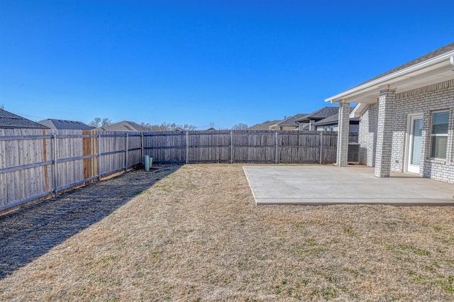 view of yard with a patio area