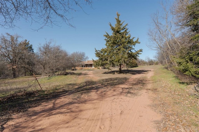 view of road with a rural view