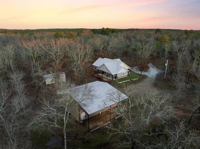 view of aerial view at dusk