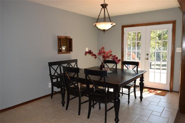 dining room featuring french doors