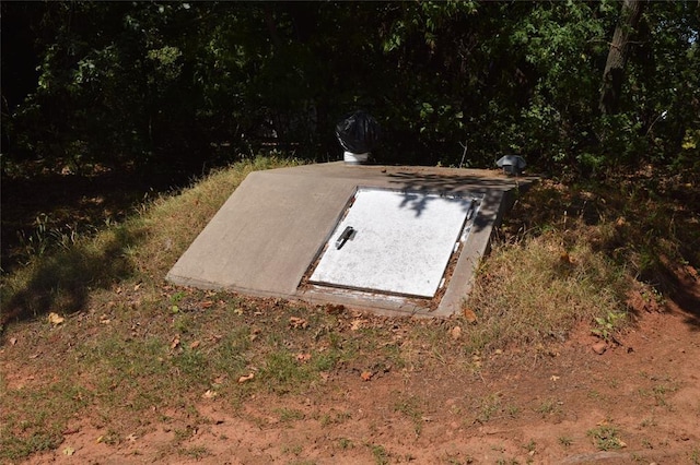 view of entry to storm shelter