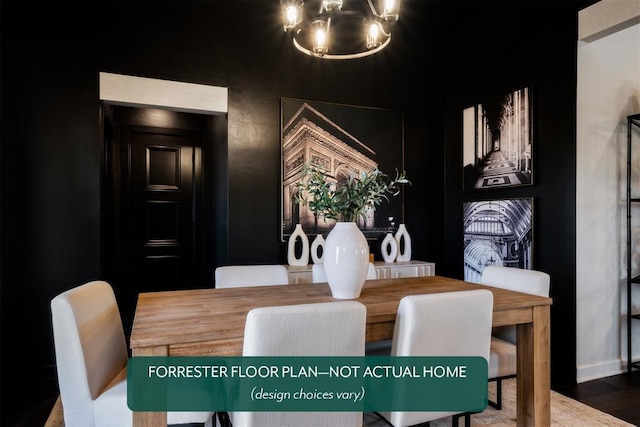 dining space with hardwood / wood-style floors