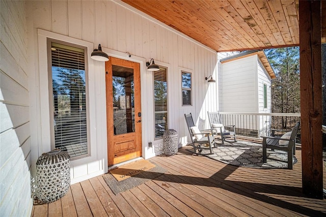 deck featuring a porch