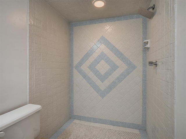 bathroom with toilet and tiled shower