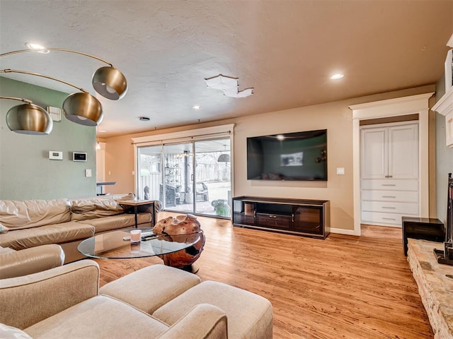 living room featuring light wood-type flooring