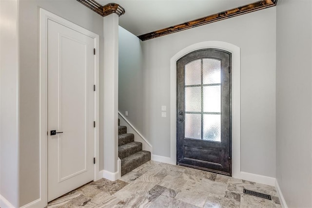 entryway with ornamental molding