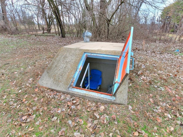 view of storm shelter