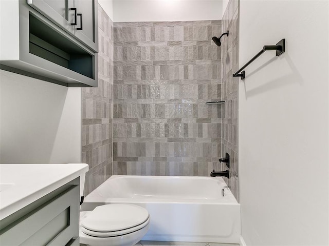 full bathroom featuring vanity,  shower combination, and toilet