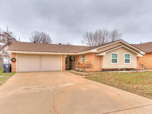 single story home with a garage