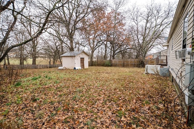 view of yard featuring a storage unit