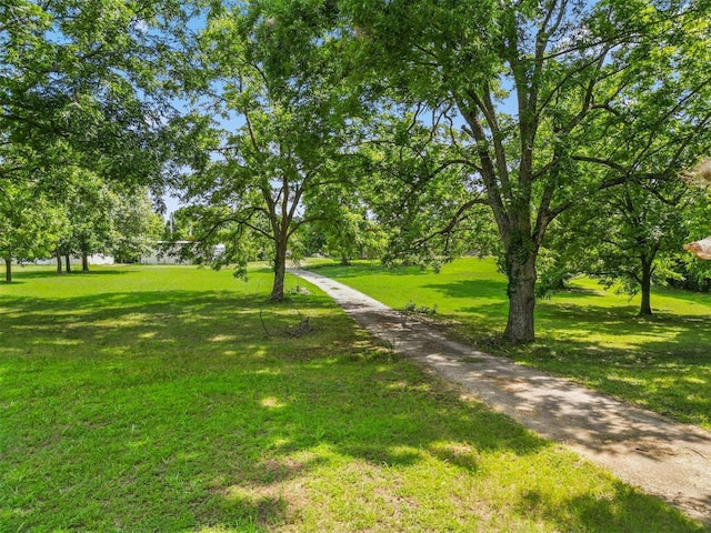 view of property's community with a lawn