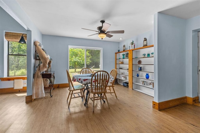 49900 W 201st St, Depew, OK 74028 - dining room featuring wood finished floors and a ceiling fan