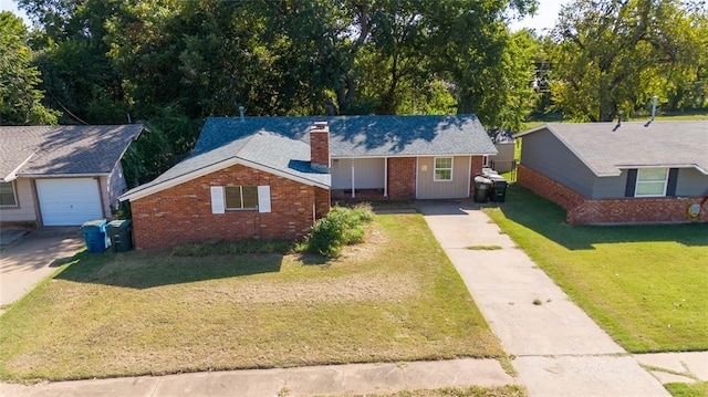 ranch-style home with a front yard