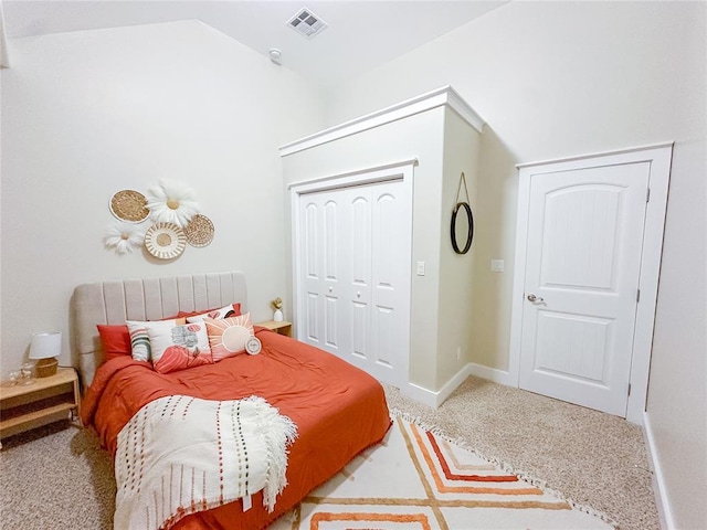 bedroom featuring a closet and carpet