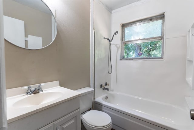 full bathroom featuring vanity, toilet, and shower / bath combination