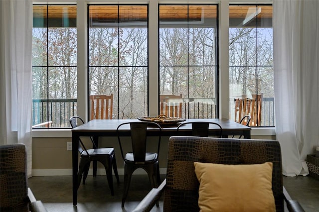 dining area featuring plenty of natural light and baseboards