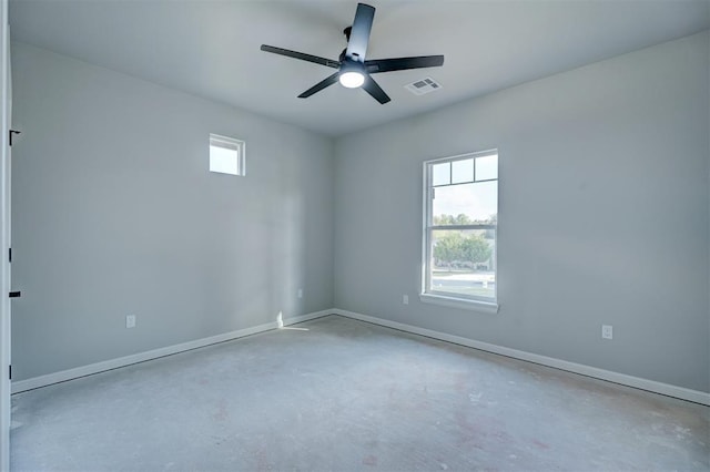 spare room featuring ceiling fan