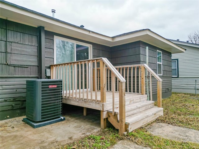 deck with central AC unit