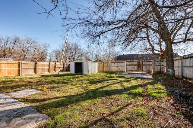 view of yard with a shed