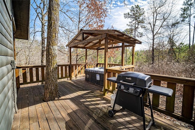 wooden deck with area for grilling