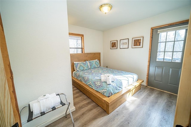 bedroom with hardwood / wood-style flooring