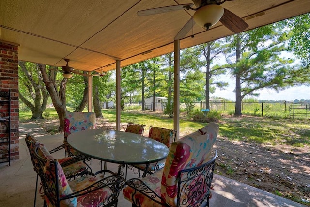 view of patio / terrace with ceiling fan