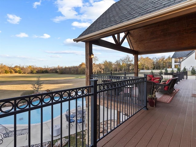 wooden terrace with a gazebo