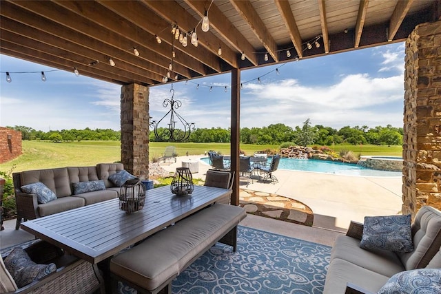5451 Cottonwood Creek Cir, Norman, OK 73069 - view of patio with outdoor lounge area and an outdoor pool