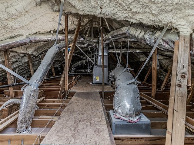 view of unfinished attic